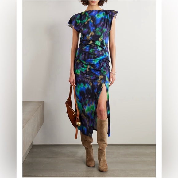 Brand New - MARANT ÉTOILE: Nadela asymmetric gathered cotton midi dress - Picture 7 of 7